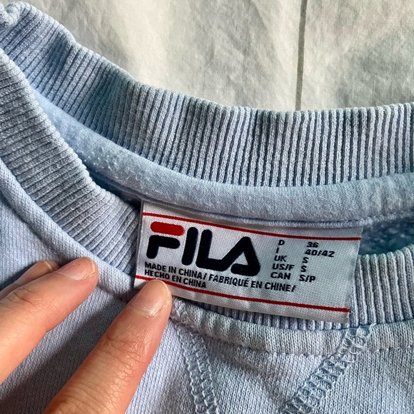 FILA Sweatshirt Womens Small Blue Long Sleeve Logo Crew Neck Pullover - Picture 2 of 3